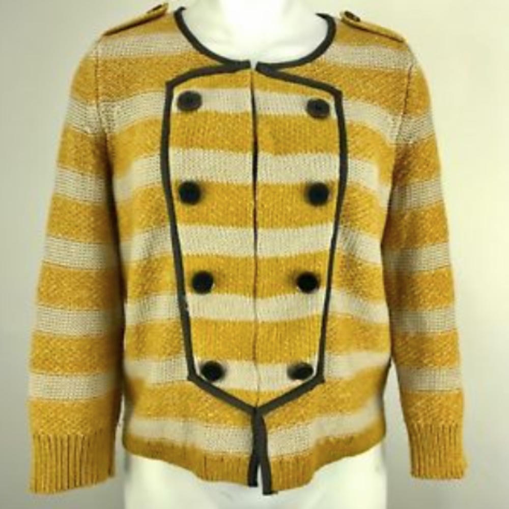 Ann Taylor Loft Striped Yellow Sweater Size MP
